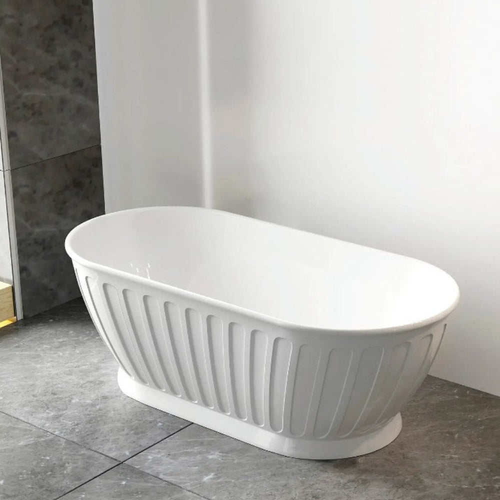 1500/1700*750/800*580Mm Ins Otti Kensington Gloss/Matt White Oval Acrylic Freestanding Bathtub