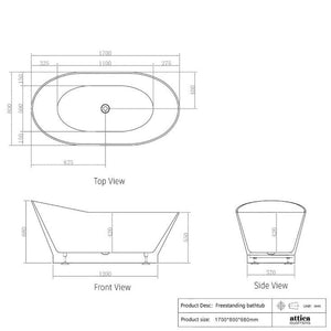 1500/1700*750/800*680Mm Ins Otti London Gloss White Special Shape Curved Acrylic Freestanding Bathtub