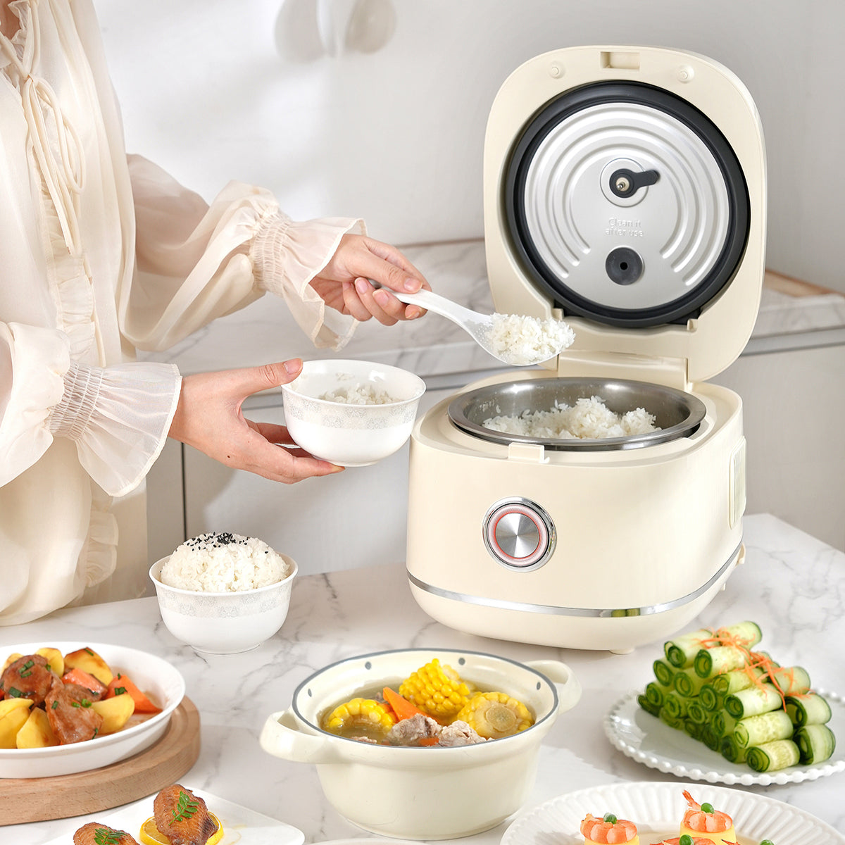 Hoper Layer 3L Portable Non Stick Rice Maker Smart Control Cooker