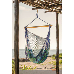 Mayan Legacy Extra Large Outdoor Cotton Mexican Hammock Chair In Caribe Colour