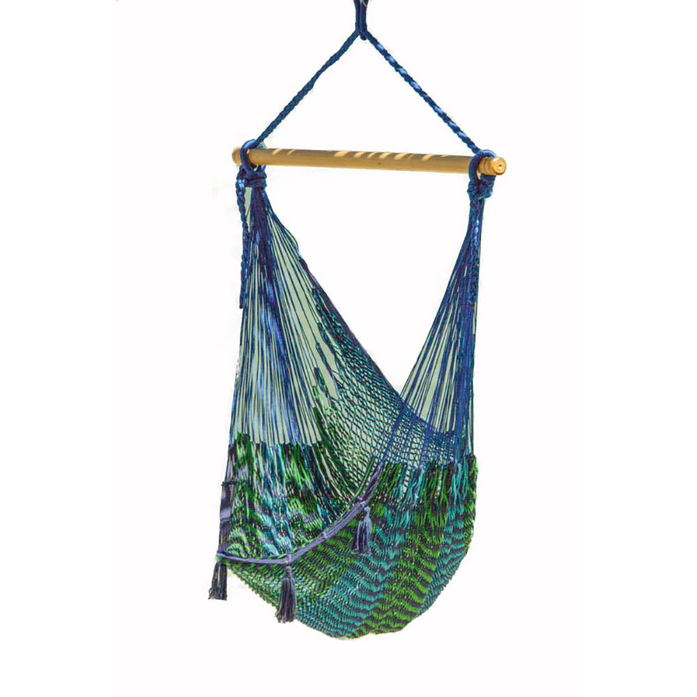 Mayan Legacy Extra Large Outdoor Cotton Mexican Hammock Chair In Caribe Colour