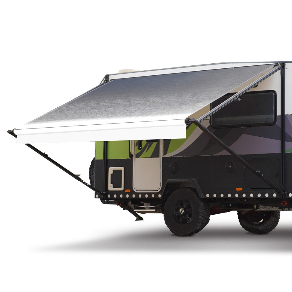 Shade Shield 15Ft X 8Ft Caravan Retractable Awning Powder Coated 6063 Aluminium And Vinyl For Motorhome Rv Work Trailer