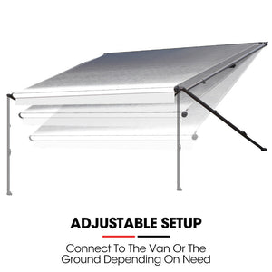 Shade Shield 15Ft X 8Ft Caravan Retractable Awning Powder Coated 6063 Aluminium And Vinyl For Motorhome Rv Work Trailer