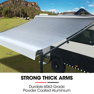 Shade Shield 15Ft X 8Ft Caravan Retractable Awning Powder Coated 6063 Aluminium And Vinyl For Motorhome Rv Work Trailer