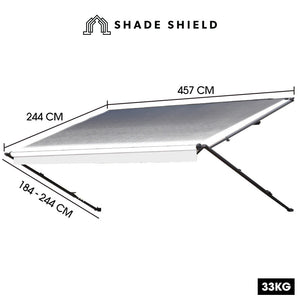 Shade Shield 15Ft X 8Ft Caravan Retractable Awning Powder Coated 6063 Aluminium And Vinyl For Motorhome Rv Work Trailer