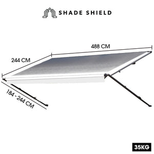 Shade Shield 16Ft X 8Ft Caravan Retractable Awning Powder Coated 6063 Aluminium And Vinyl For Motorhome Rv Work Trailer