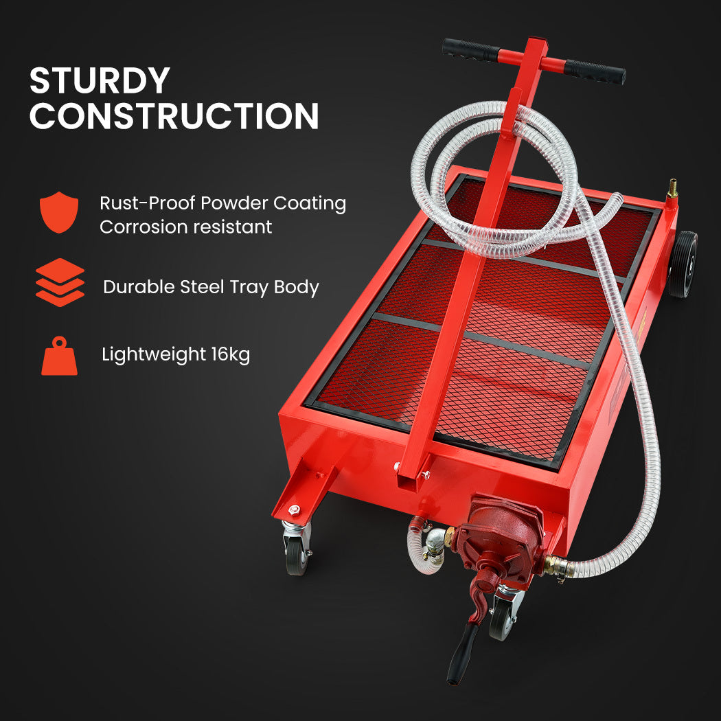 T Rex 76L Low Level Mobile Truck Waste Oil Fluid Drainer Pan Hand Pump For Workshop