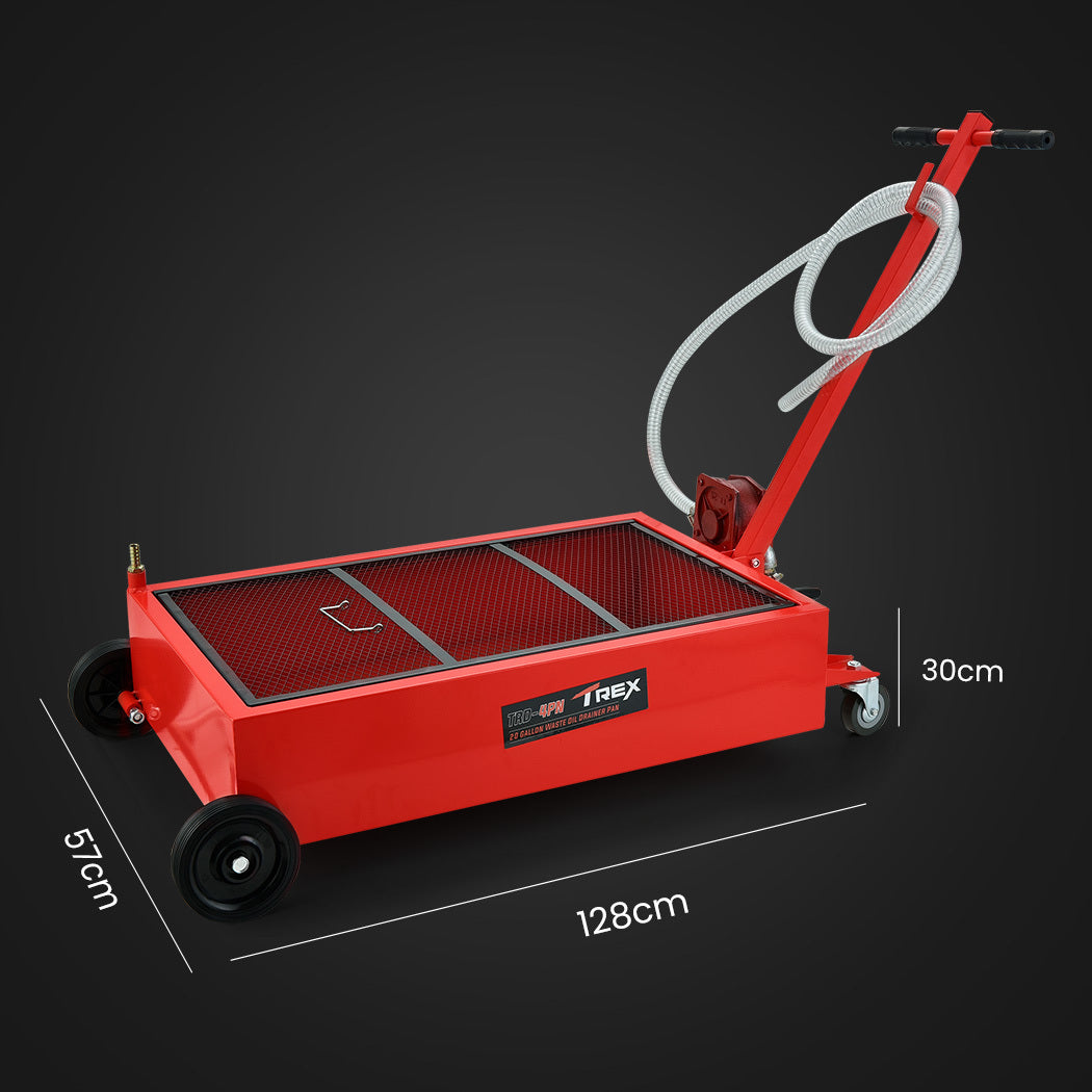 T Rex 76L Low Level Mobile Truck Waste Oil Fluid Drainer Pan Hand Pump For Workshop