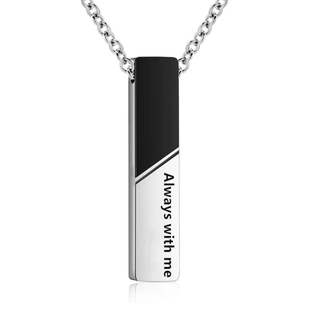 Veile Studios Vertical Bar Cremation Jewelry Urn Necklace For Ashes Stainless Steel Pendant