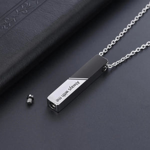 Veile Studios Vertical Bar Cremation Jewelry Urn Necklace For Ashes Stainless Steel Pendant