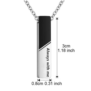 Veile Studios Vertical Bar Cremation Jewelry Urn Necklace For Ashes Stainless Steel Pendant