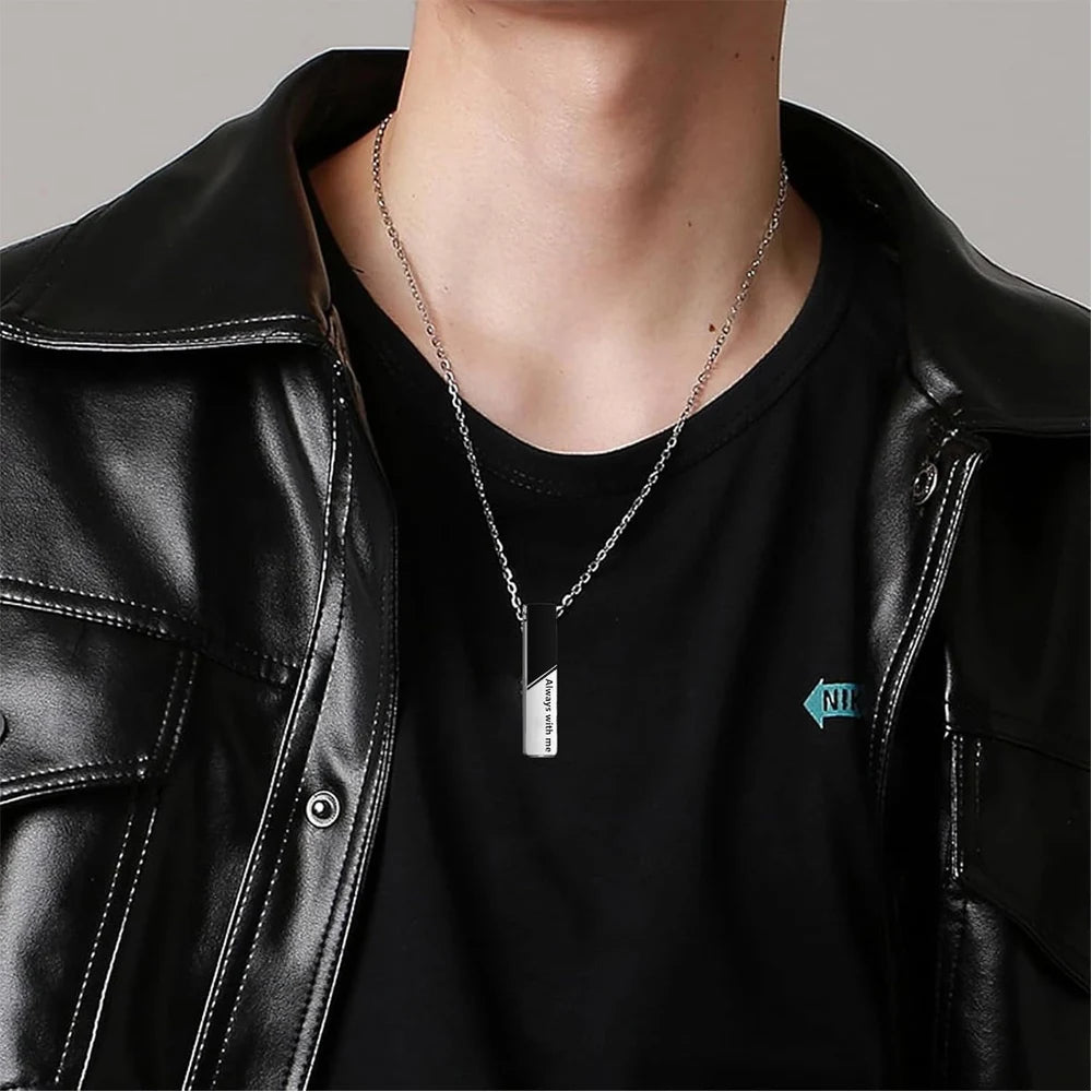 Veile Studios Vertical Bar Cremation Jewelry Urn Necklace For Ashes Stainless Steel Pendant