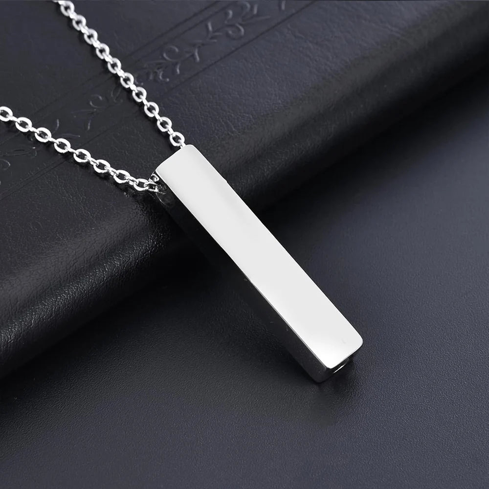 Veile Studios Vertical Bar Cremation Jewelry Urn Necklace For Ashes Stainless Steel Pendant