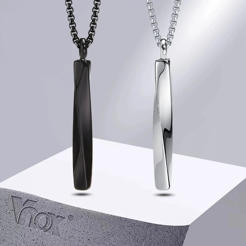 Veile Studios Vnox Stainless Steel Mobius Bar Pendant Necklace For Men Cremation Ashes Jewelry