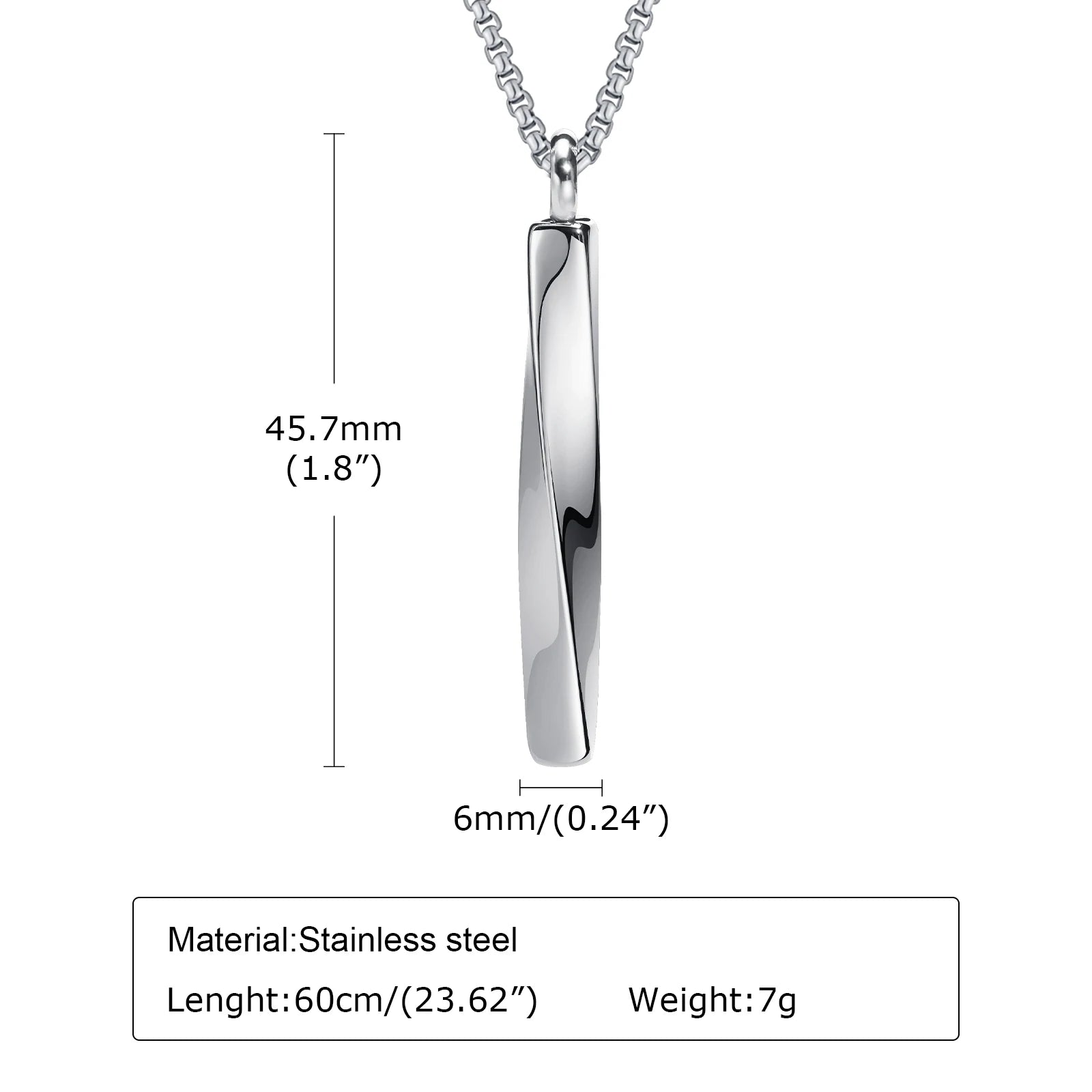 Veile Studios Vnox Stainless Steel Mobius Bar Pendant Necklace For Men Cremation Ashes Jewelry