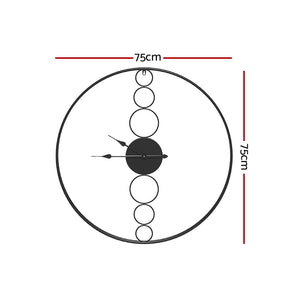 Artiss 75Cm Wall Clock Large No Numeral Round Black