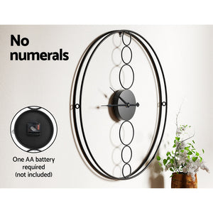 Artiss 75Cm Wall Clock Large No Numeral Round Black