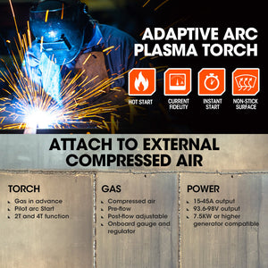 Rossi 45A Plasma Cutter Non Touch Pilot Arc For Easy Cuts Of Painted Or Rusty Metals Dc Inverter Cutting Machine Compres