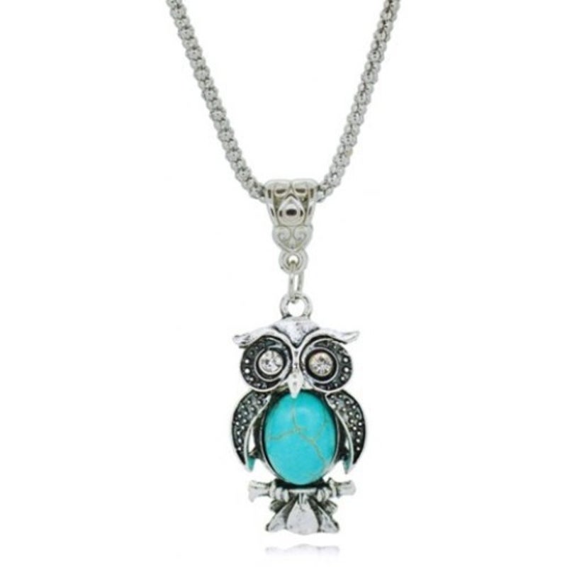 Veile Studios A Suit Of Faux Turquoise Night Owl Necklace And Earrings