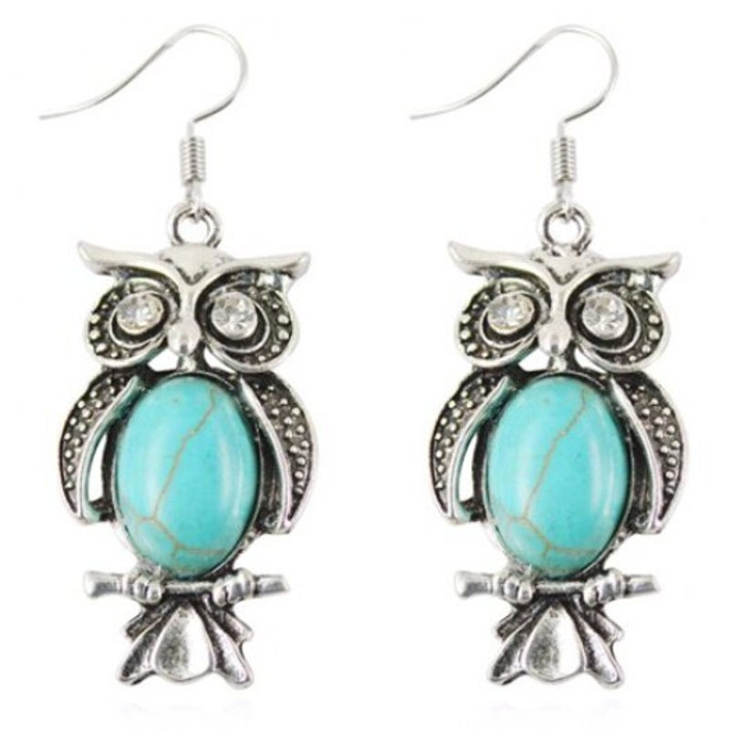 Veile Studios A Suit Of Faux Turquoise Night Owl Necklace And Earrings