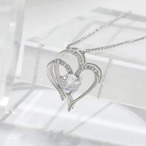 Veile Studios Zircon Double Love Necklace With Rhinestones Heart Shaped Jewelry For Women