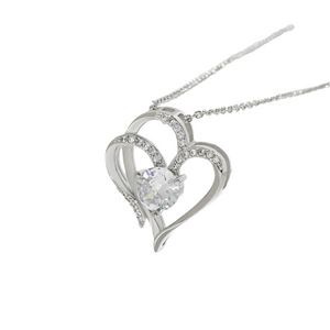 Veile Studios Zircon Double Love Necklace With Rhinestones Heart Shaped Jewelry For Women