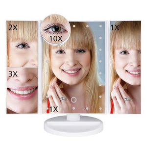 Desktop Rotating Folding Led Touch Screen 22 Light Makeup Magnifying Mirror