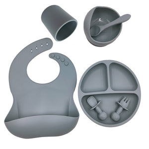 Easy Clean Silicone Baby Bib Cutlery Set Bowl Plate