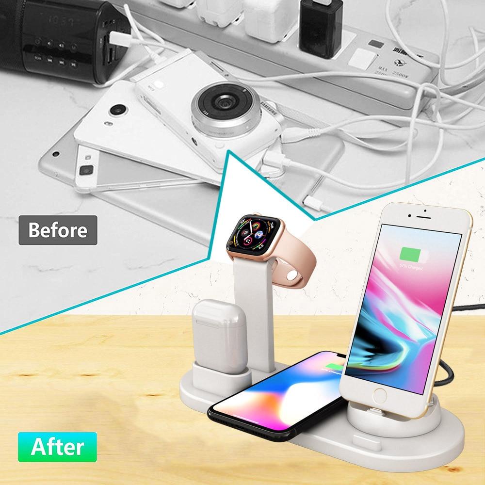 4 In 1 Wireless Charging Dock Station For Apple Watch Iphone X Xs Xr Max 11 Pro 8 Airpods 10W Qi Fast Charger Stand Hold