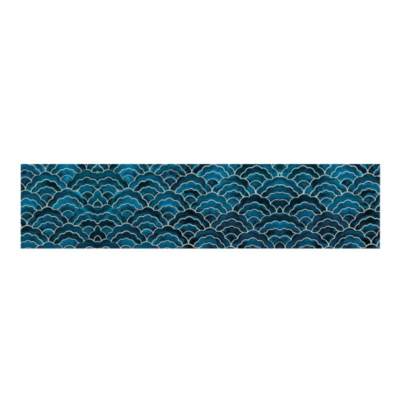 Modern Coastal Blue Wave Dining Table Runner Home Decor