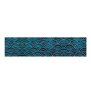 Modern Coastal Blue Wave Dining Table Runner Home Decor