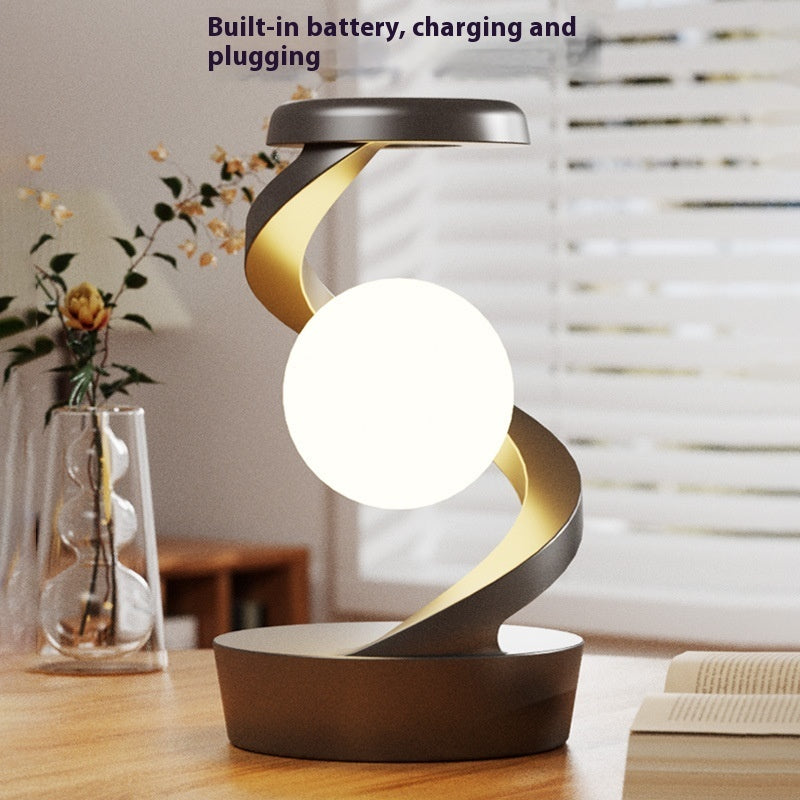 Rotating Moon Desk Lamp With Wireless Charging Sensor Control Table