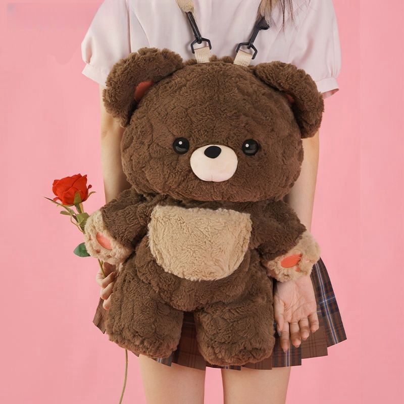 Couples Bag Love Bear Plush Backpack Versatile Schoolbag For Men And Women