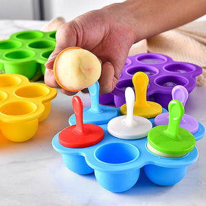 Home Made Ice Cream 7 Hole Little Silicone Popsicle Multifunctional Tray Mold