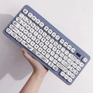 Keycap Keyboard Black White Cat 140 Keys Profile Cute Switch Theme Layout