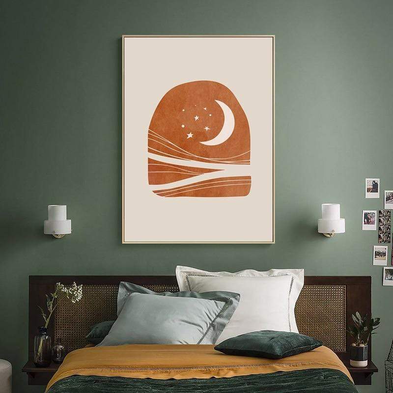 Celestial Canvas Abstract Lanscape Sun And Moon Prints