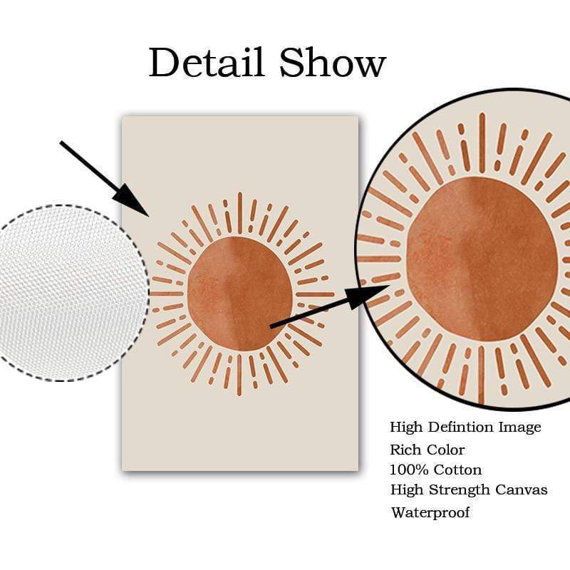Celestial Canvas Abstract Lanscape Sun And Moon Prints
