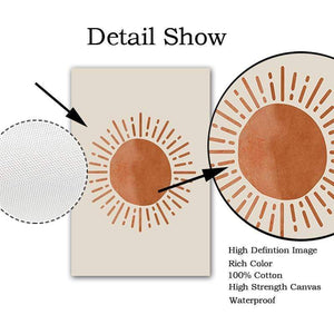Celestial Canvas Abstract Lanscape Sun And Moon Prints