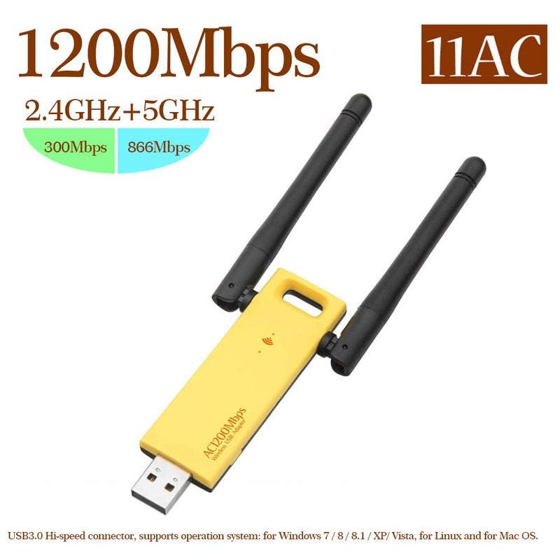 Networking Cable Ac 1200Mbps Wireless Dual Band Usb Fi Adapter Receiver Transmitter