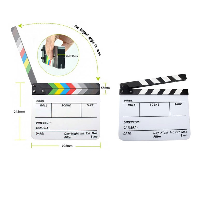 Acrylic Clapboard Dry Erase Director Film Movie Clapper Board Slate 9.6 11.7