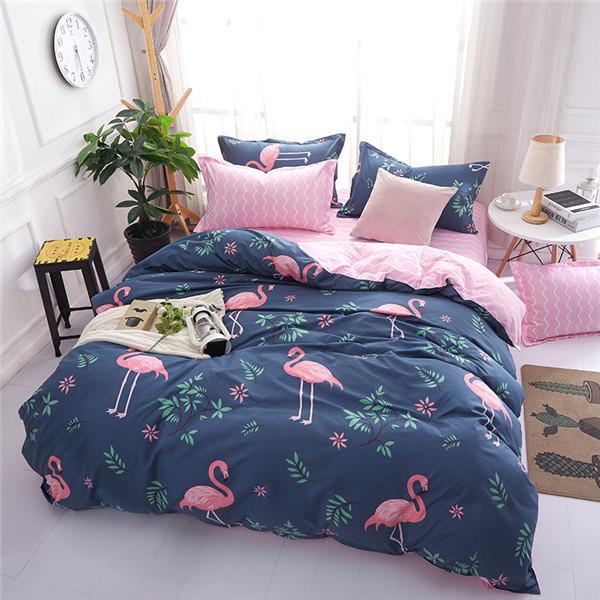Flamingo Quilt / Duvet Cover Set King Queen Double Size Bed Doona