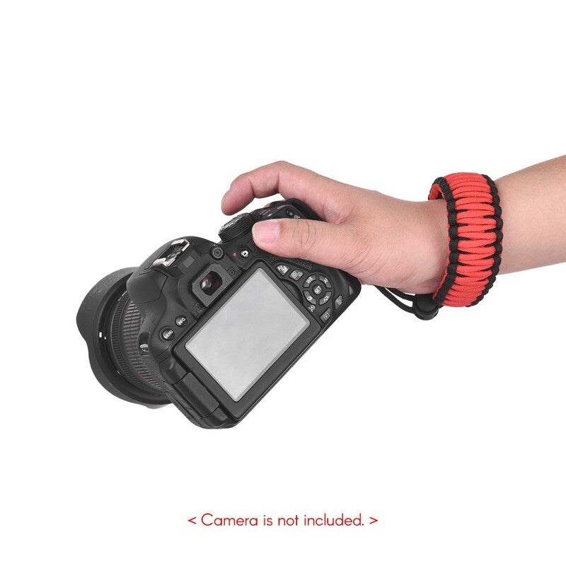 Adjustable Braided Paracord Camera Wrist Strap Lanyard Red With Black