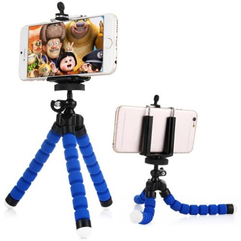 Adjustable Phone Tripod Octopus Holder Stand Blue