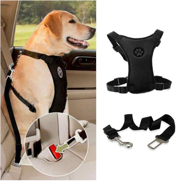 Adjustable Dog Harness With Seat Belt Strap