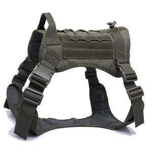 Tactical Dog Harness Vest With Handle And Bungee Leash