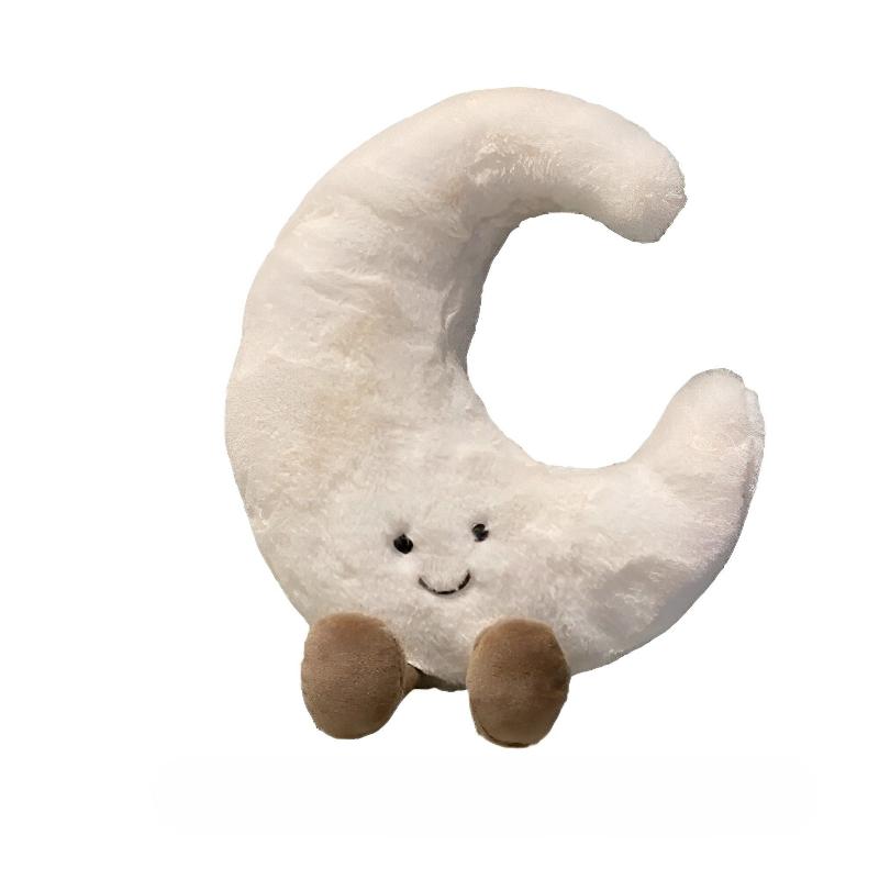 Plush Moon Shape Pillow With Legs Soft Cushion For Garden Decor