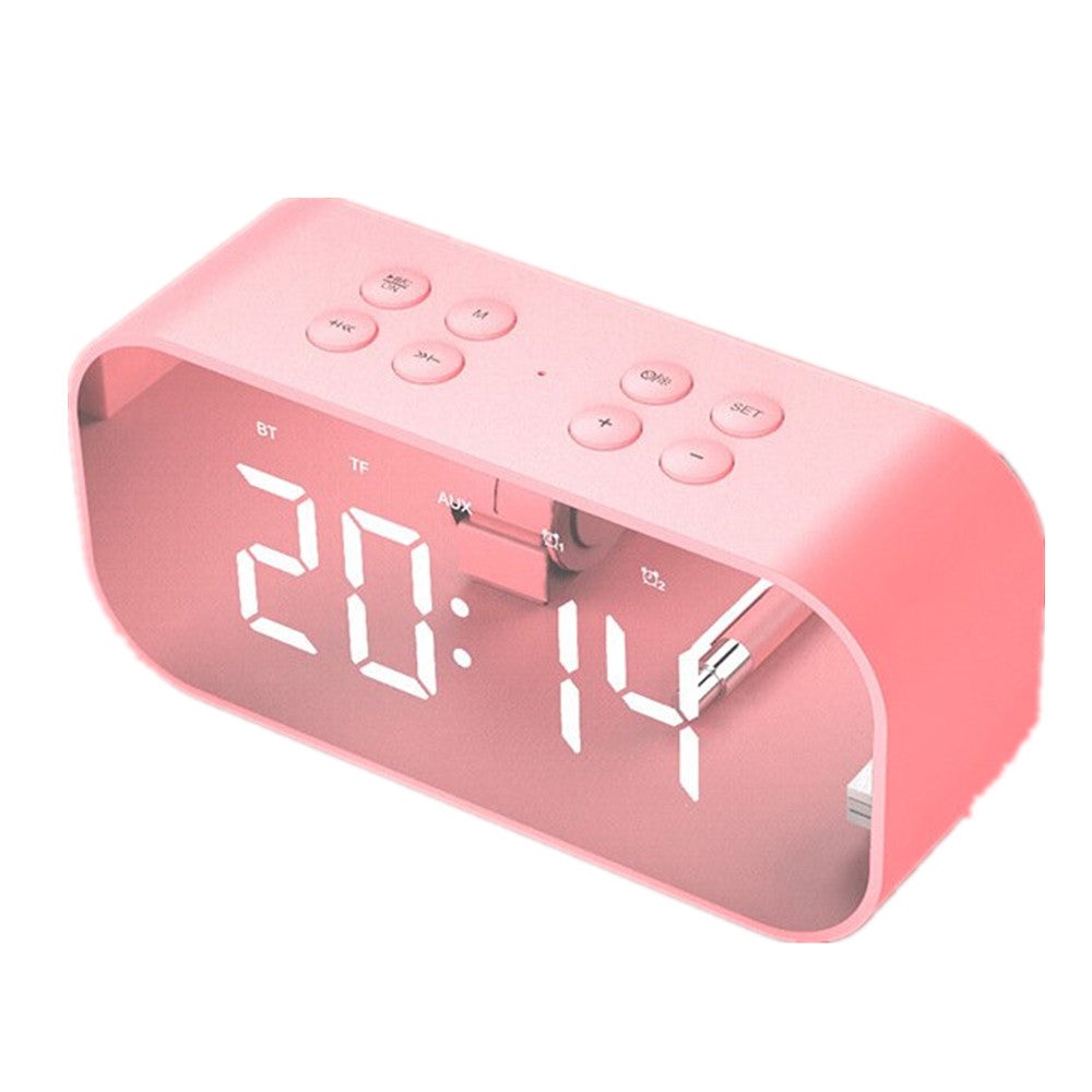 Alarm Clock Radio With Wireless Bluetooth Fm Night Light Bedroom Kitchen Office Kids Pink
