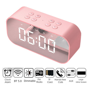 Alarm Clock Radio With Wireless Bluetooth Fm Night Light Bedroom Kitchen Office Kids Pink
