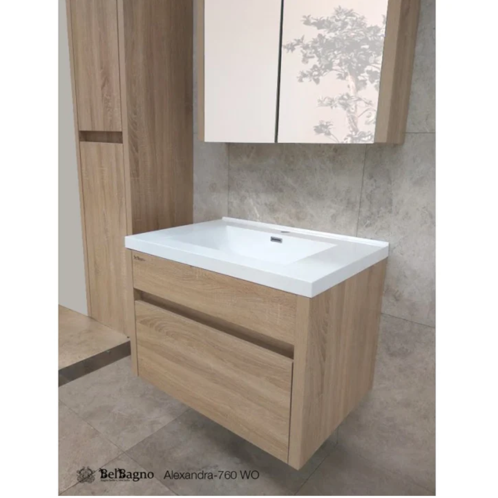 Alexandra Wall Hung Bathroom Vanity In White Oak