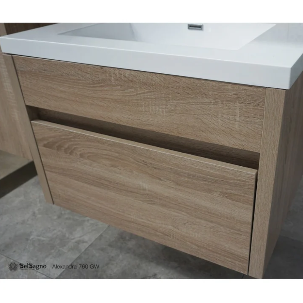 Alexandra Wall Hung Bathroom Vanity In White Oak